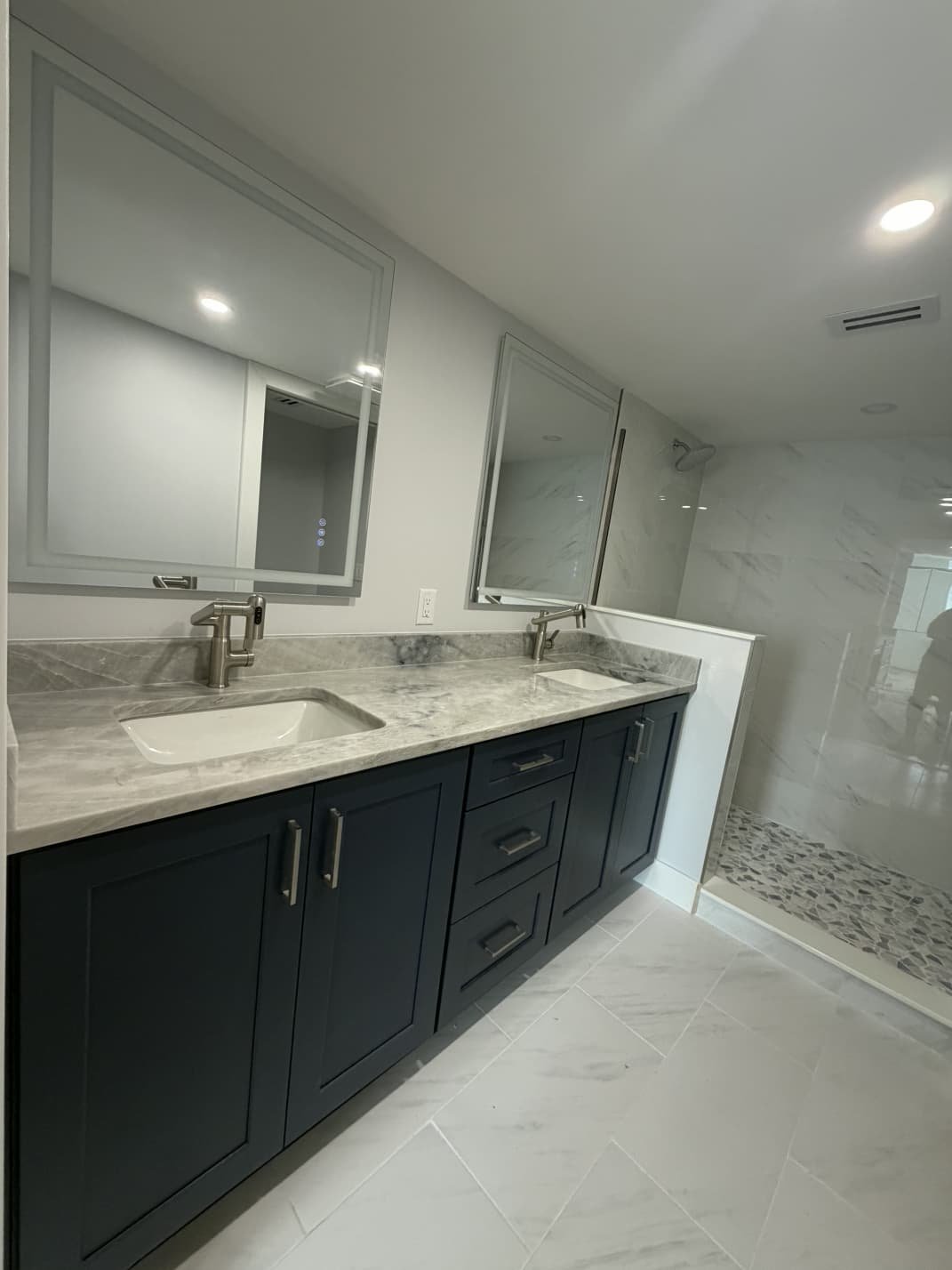 Double vanity with marble top