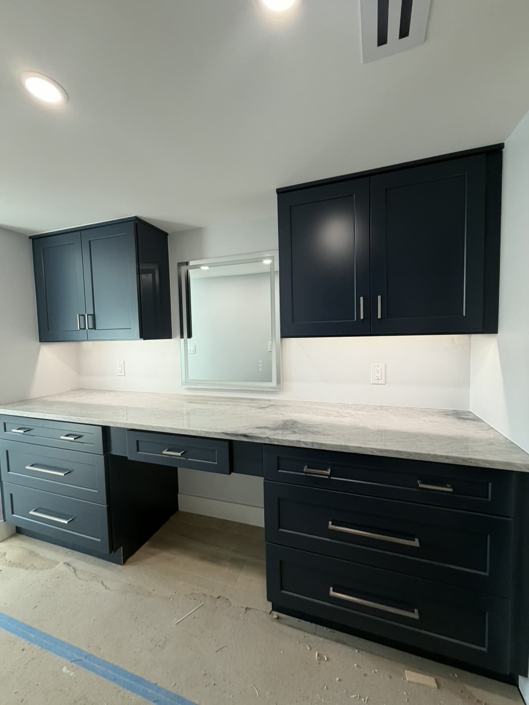 Built-in vanity desk with marble counter