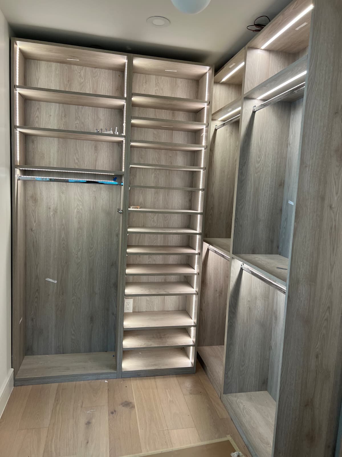 Walk-in closet with built-in lighting